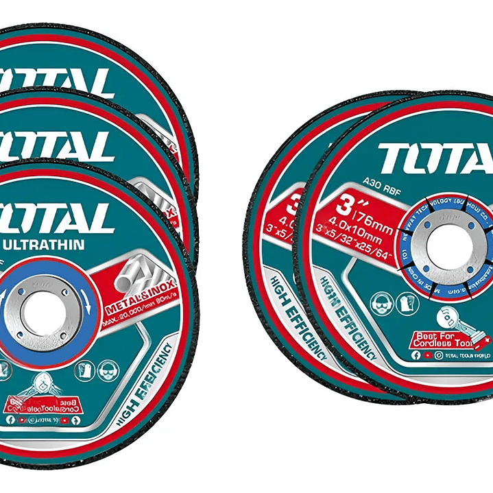 5 Disco Corte P/ Metal Acero Inox 76mm Total Tac303768 Color Turquesa 1