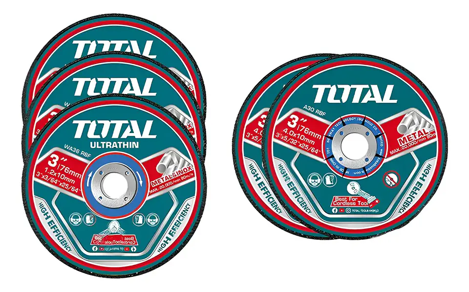 5 Disco Corte P/ Metal Acero Inox 76mm Total Tac303768 Color Turquesa 1