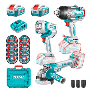 Llave Impacto 1750nm+ Galletera Esmeril+ Lampara 20v Total