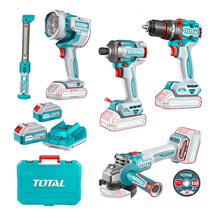 Llave Impacto+ Taladro+ Galletera Esmeril+ Lampara 20v Total