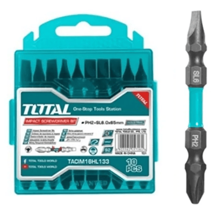 Set Puntas Phillips Doble Ph2 Sl6 Impacto 10 Piezas Total 1