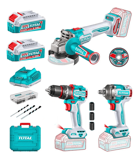 Taladro+ Llave De Impacto+ Galletera Esmeril Total