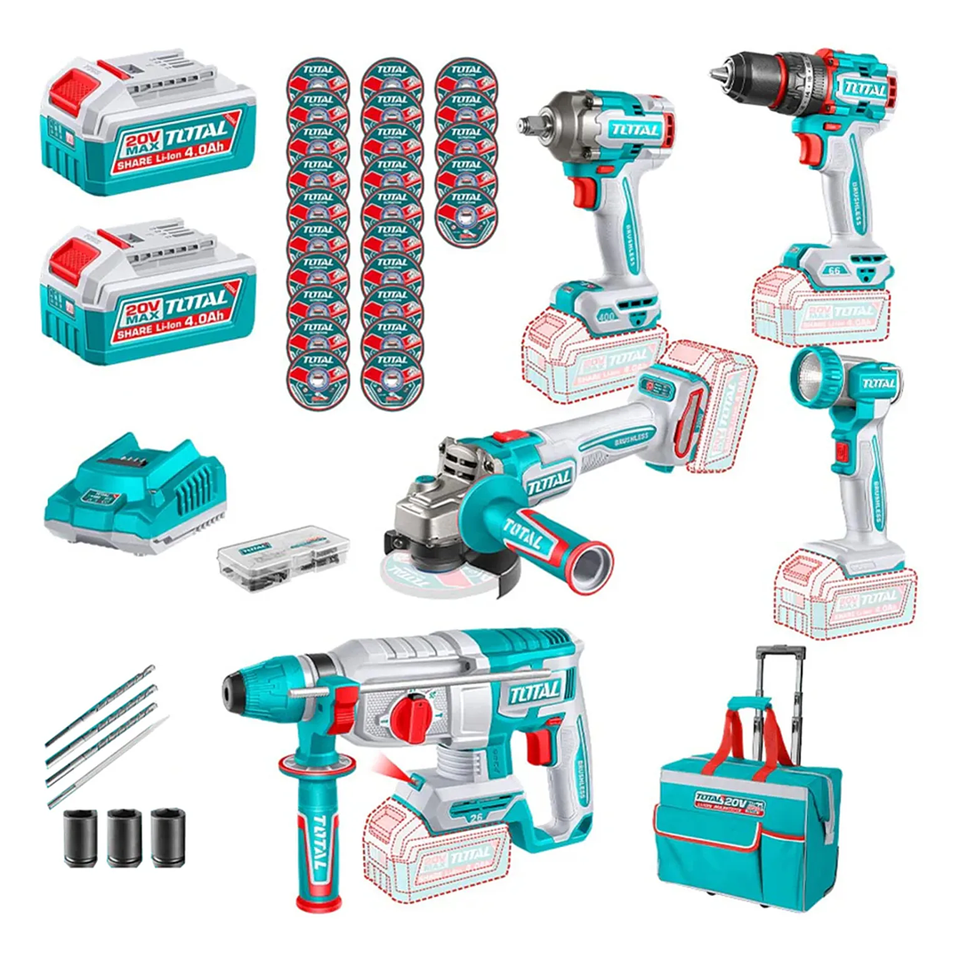 Kit Combo 5 Herramientas 20v Total Brushless C/bateria Y Car 1