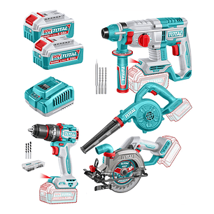 Kit Sierra Circular + taladro + rotomartillo + soplador 20v Total