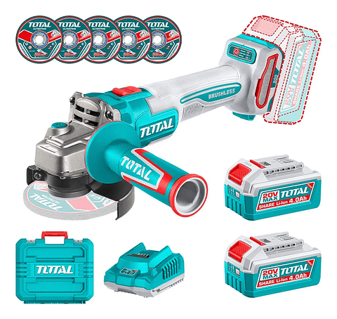 Galletera Esmeril Angular 20v 2 Bat+ Carg Total Tagli261522 Turquesa