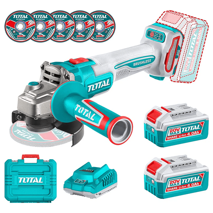 Galletera Esmeril Angular 20v 2 Bat+ Carg Total Tagli261522 Turquesa 1