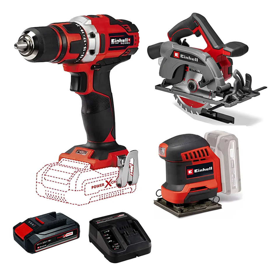 Taladro Atornillador+Sierra circular 18v+Lijadora orbital18v 1