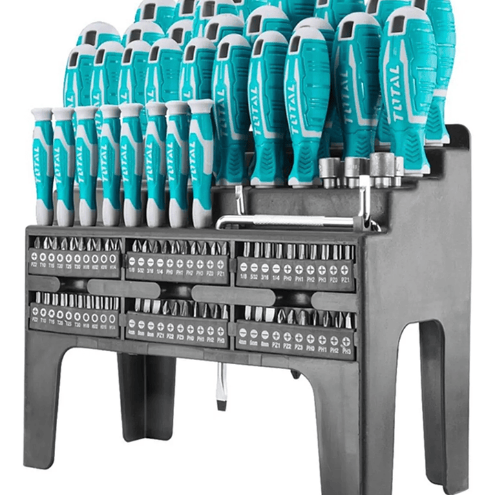 Kit Set Juego Destornilladores 100 Piezas Total Tht2506100 1
