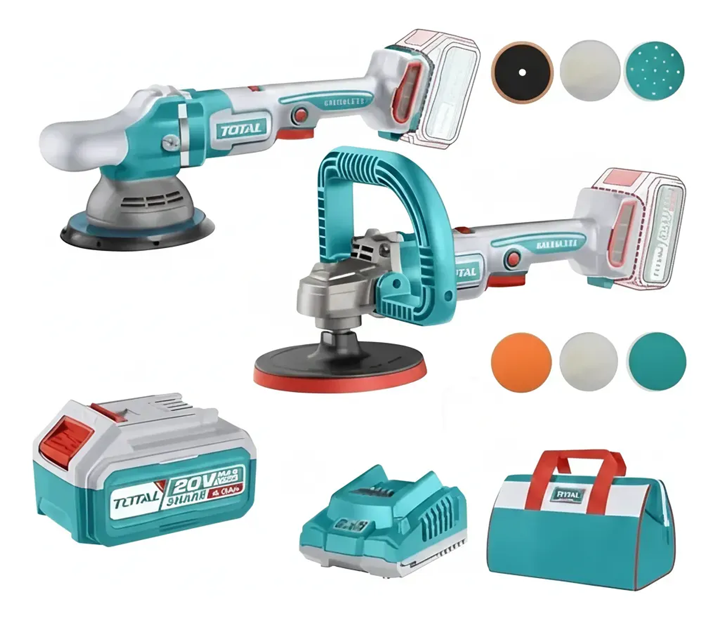 Kit 2 Pulidora 180mm + 150mm 20v Total Tosli241191 Turquesa 1
