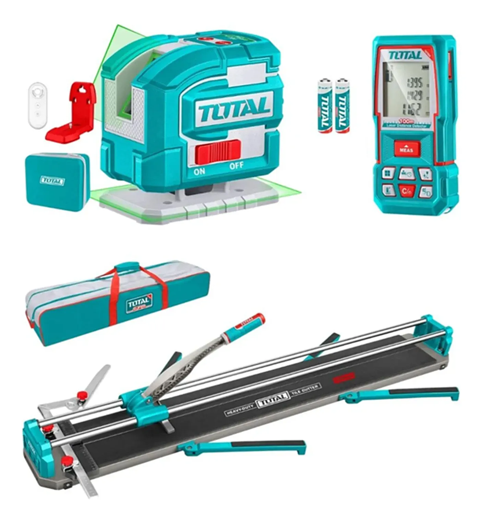 Kit Medidor Distancia+ Nivel+ Cortadora Cerámica Total Unico 1