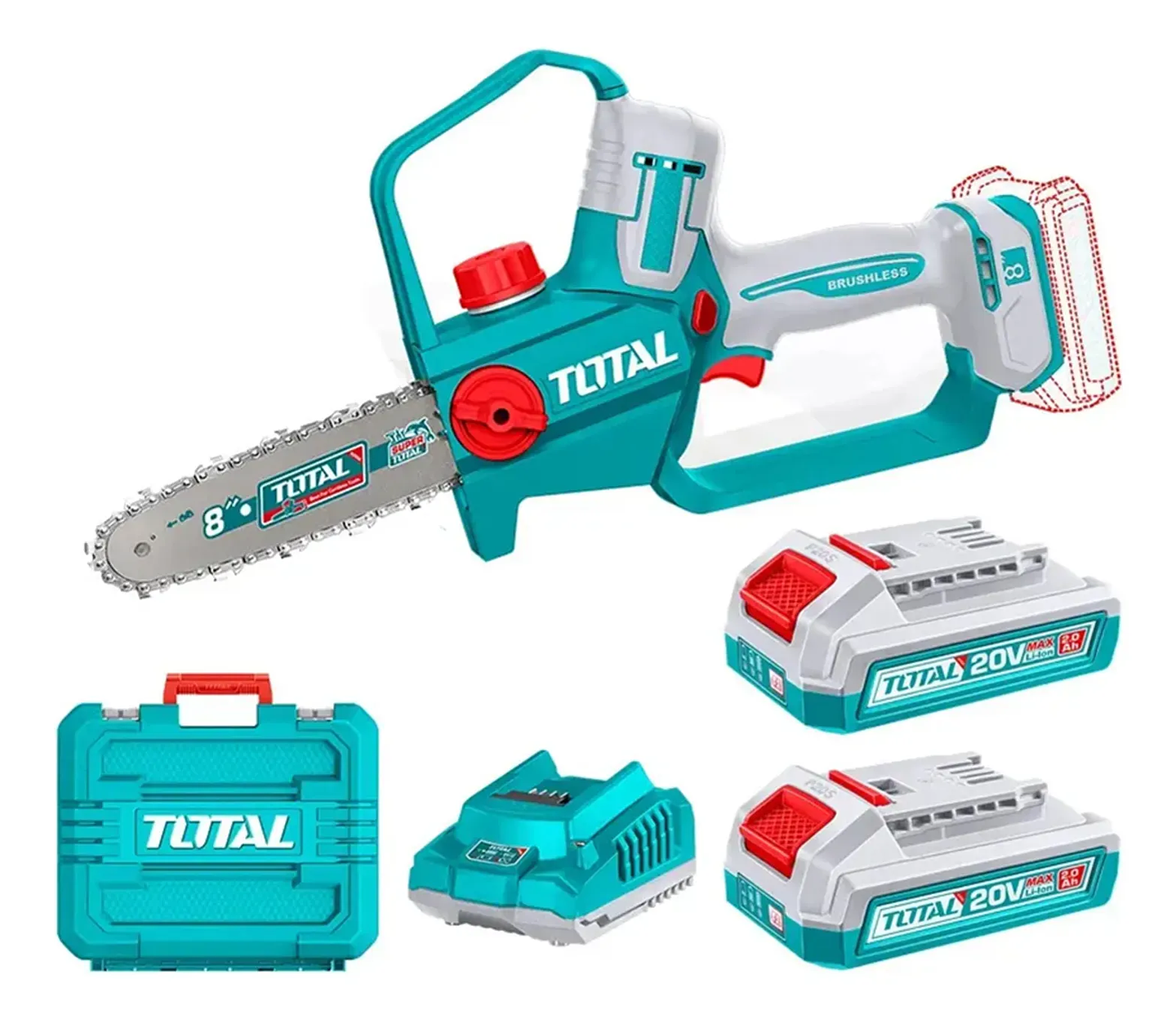 Motosierra 20v 8 PuLG Auto Lubricación 2bat+ Carg Total Unico 1
