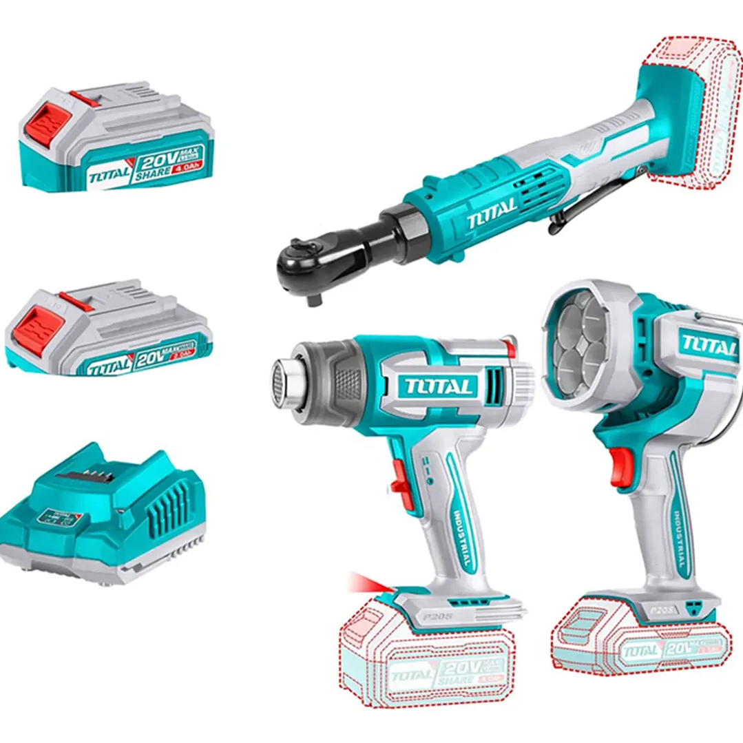 Kit de Pistola de Calor + Lampara + Llave Chicharra 20v Tosli241196 1