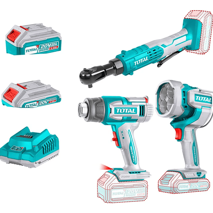 Kit de Pistola de Calor + Lampara + Llave Chicharra 20v Tosli241196 1