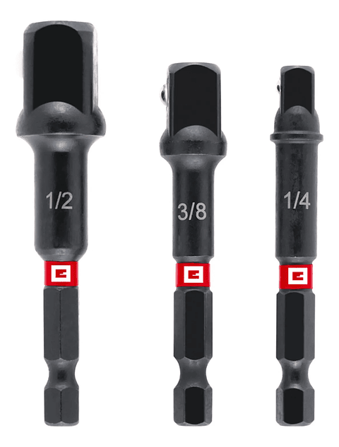 Kit Juego 3 Adaptadores P/ Taladro 1/2 3/8 1/4 Einhell