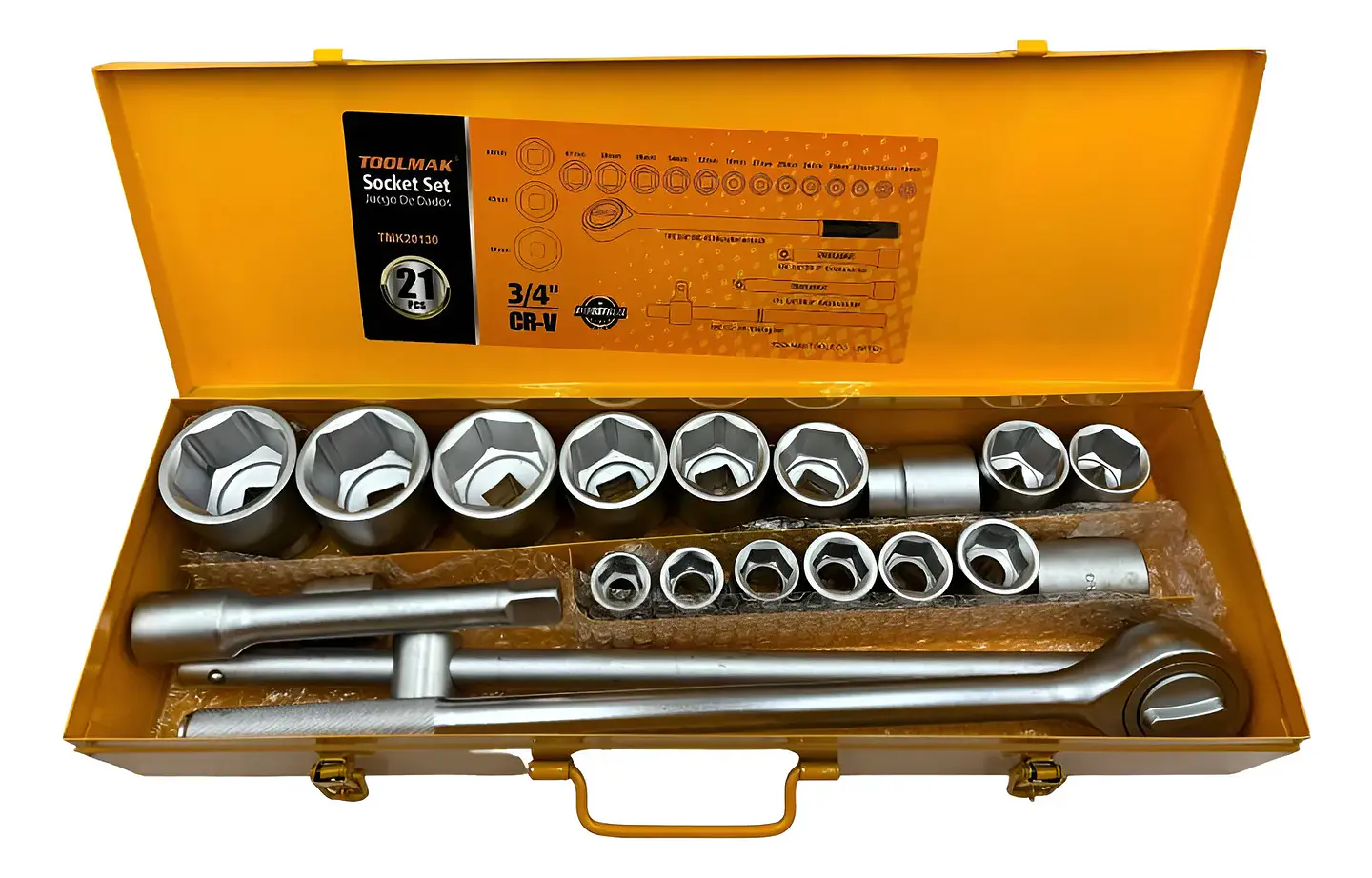 Kit Juego De Dados Chicharra Cuadrante 3/4 21 Piezas Toolmak Color Amarillo 1