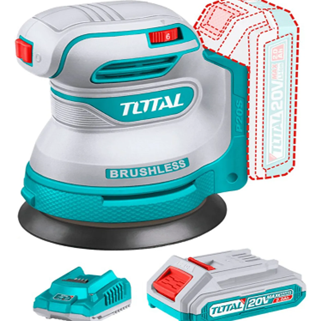 Lijadora Roto Orbital 20v 125mm Batería + Cargador Total 1