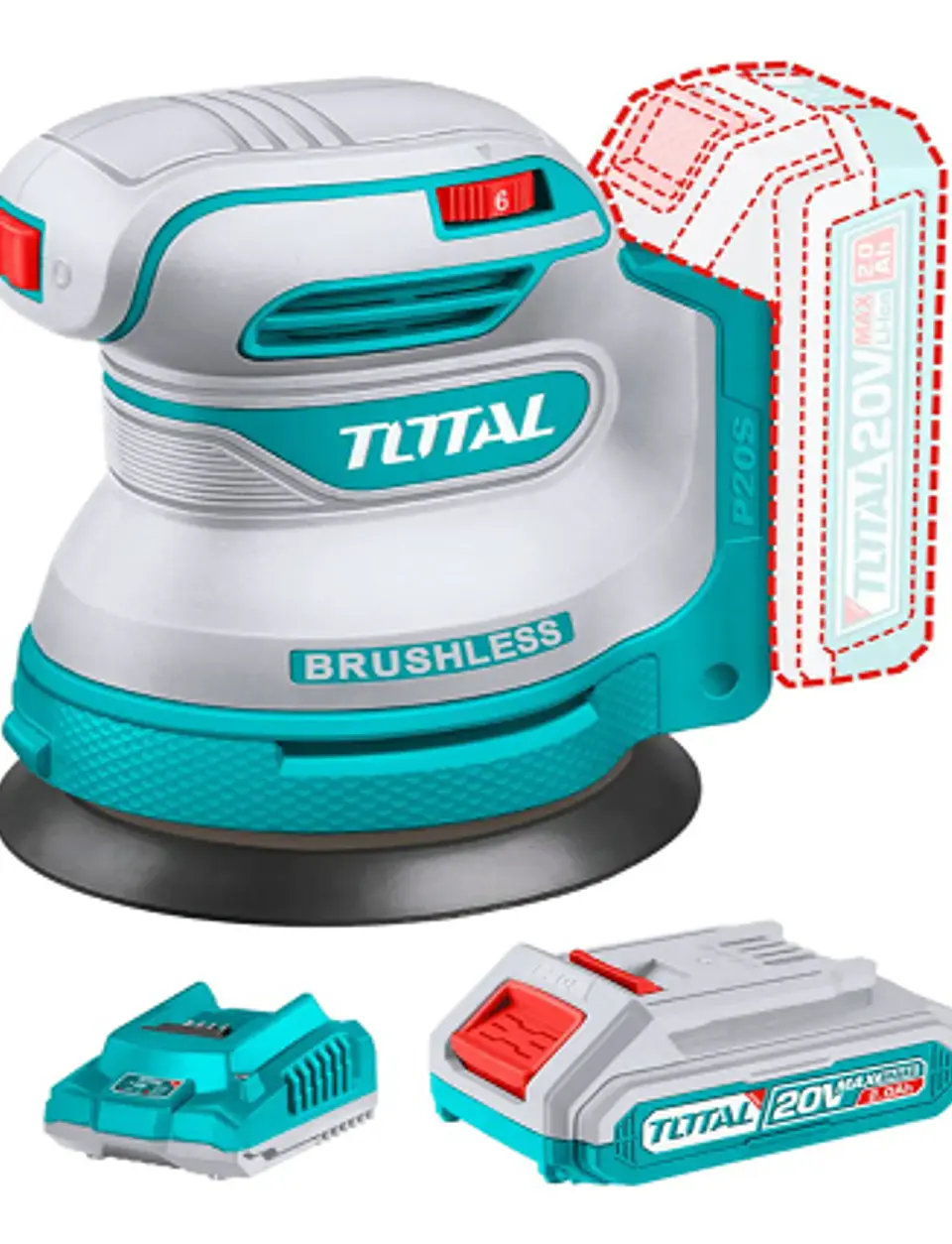 Lijadora Roto Orbital 20v 125mm Batería + Cargador Total 1