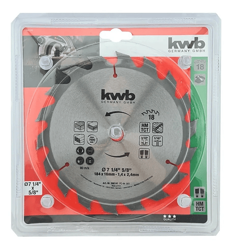 Disco De Sierra Circular 7 1/4 Pulgadas 18 Dientes Kwb