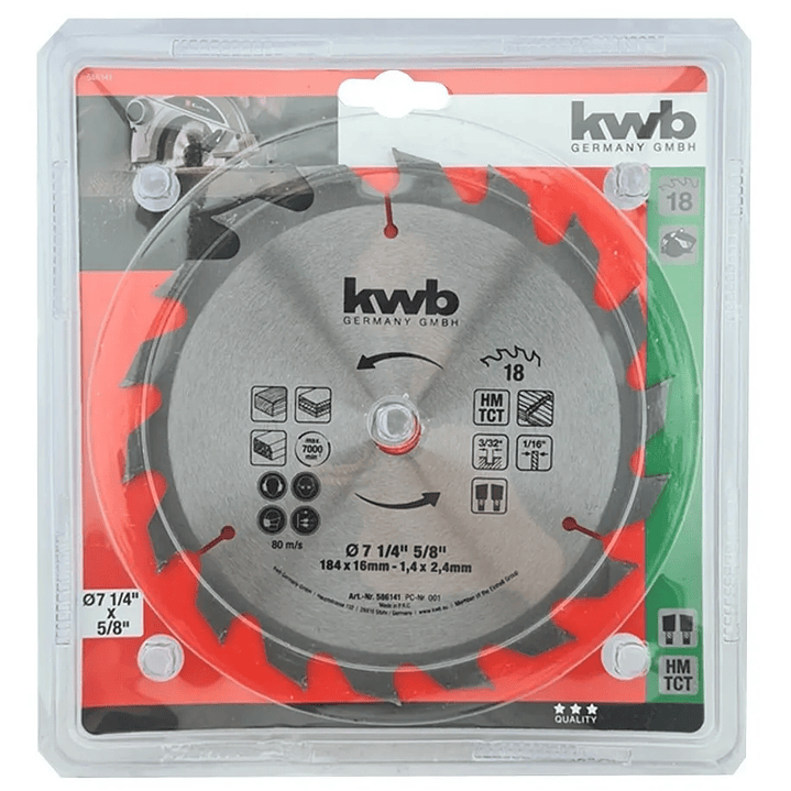 Disco De Sierra Circular 7 1/4 Pulgadas 18 Dientes Kwb 1