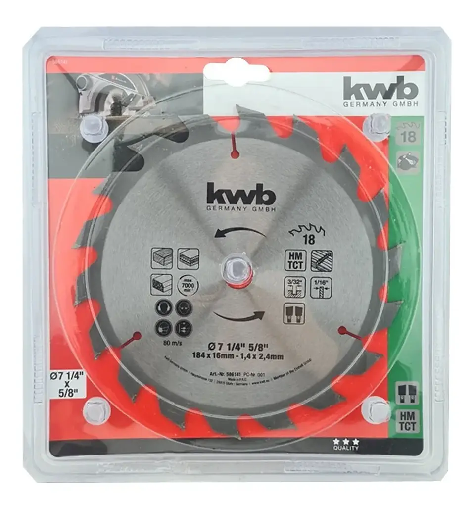 Disco De Sierra Circular 7 1/4 Pulgadas 18 Dientes Kwb 1