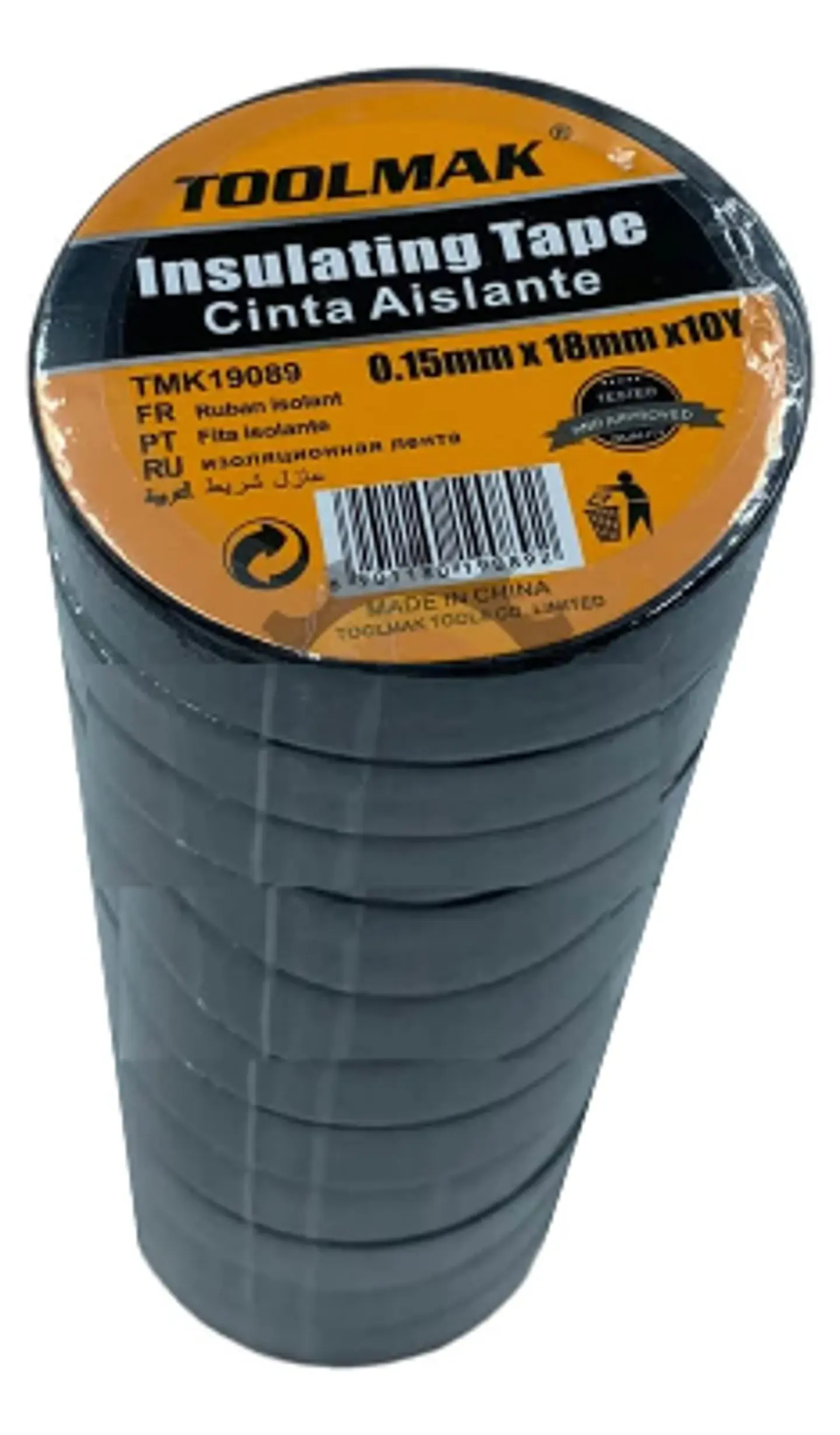 Huincha Cinta Aisladora Pvc 0.15mm X 18mm 10 Unidades Toolmak 1
