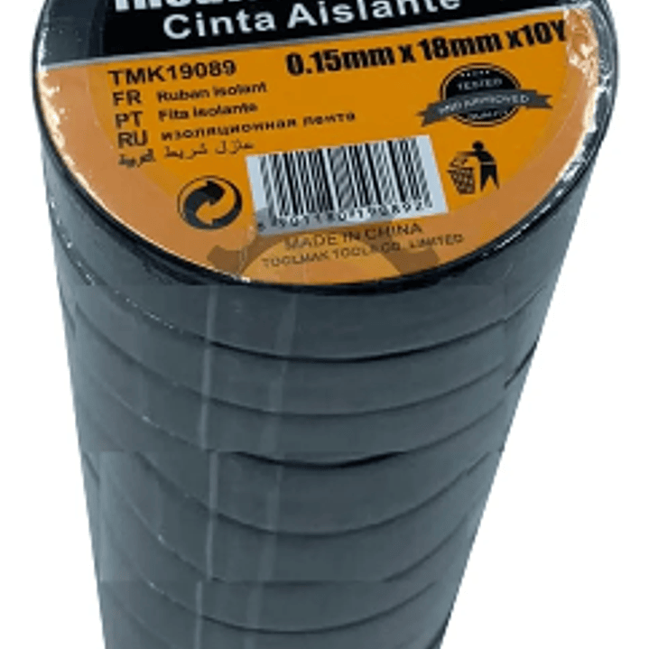 Huincha Cinta Aisladora Pvc 0.15mm X 18mm 10 Unidades Toolmak 1