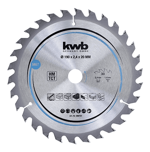 Disco De Sierra Circular 190mm 30 Dientes KWB