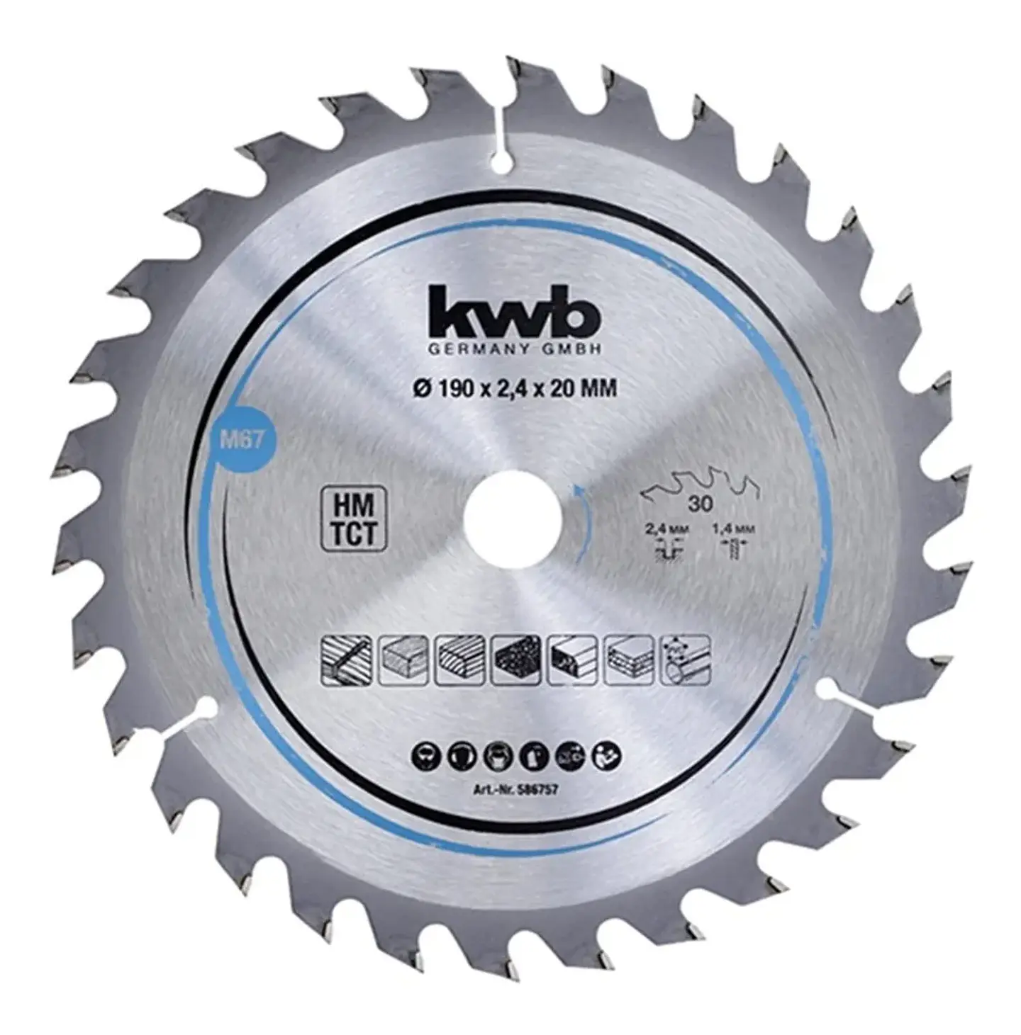 Disco De Sierra Circular 190mm 30 Dientes KWB 1