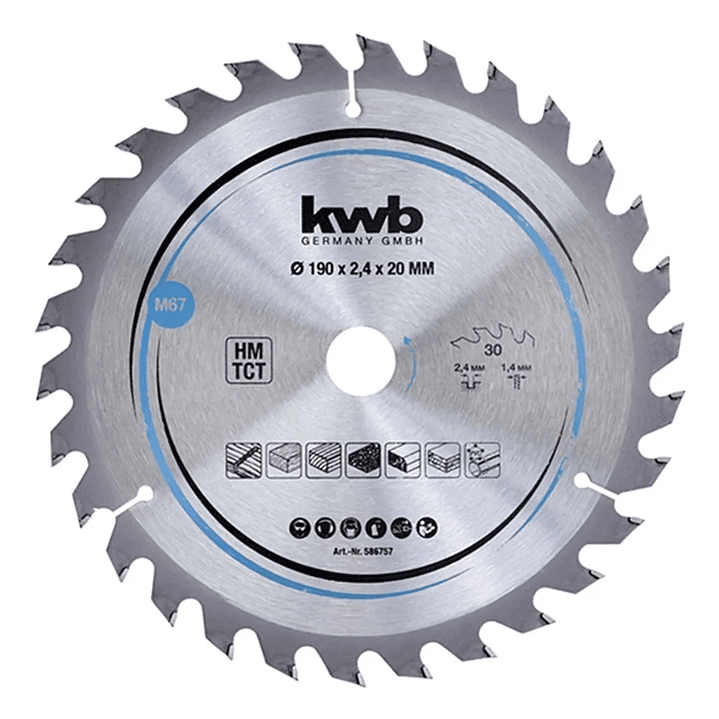Disco De Sierra Circular 190mm 30 Dientes KWB 1