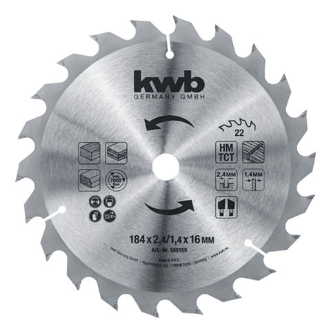 Disco De Sierra Circular 7 1/4 Pulgadas 22 Dientes KWB
