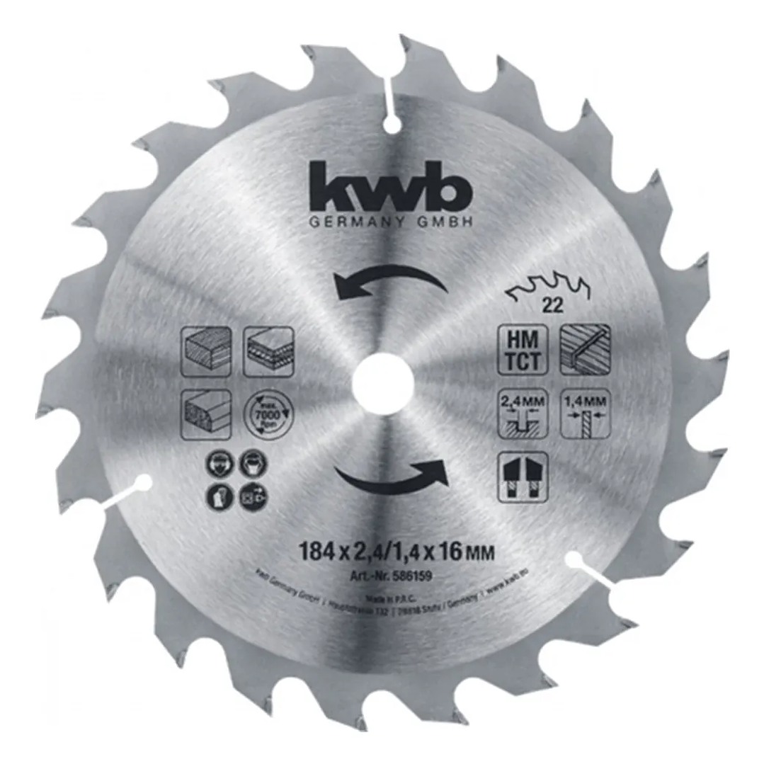 Disco De Sierra Circular 7 1/4 Pulgadas 22 Dientes KWB 1