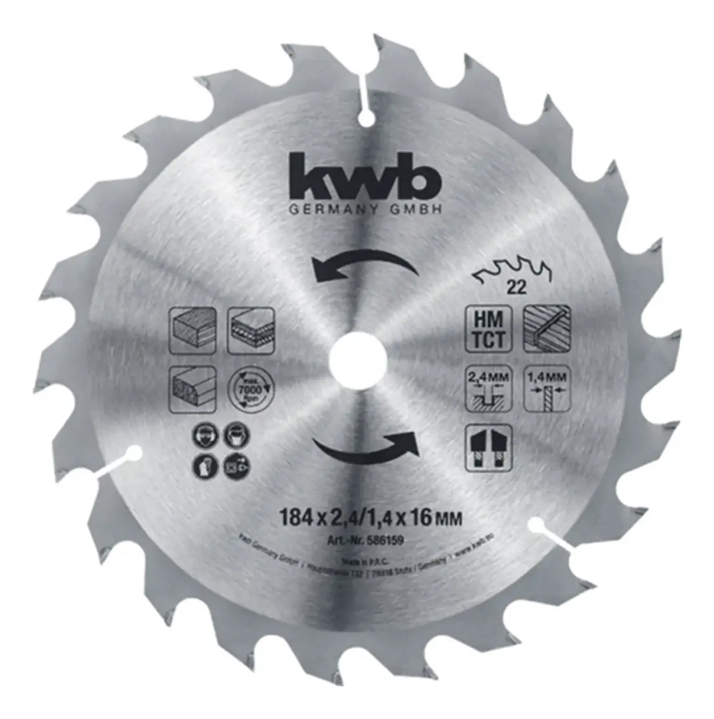 Disco De Sierra Circular 7 1/4 Pulgadas 22 Dientes KWB 1