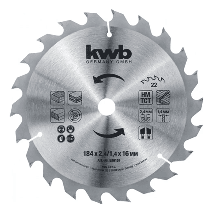 Disco De Sierra Circular 7 1/4 Pulgadas 22 Dientes KWB 1