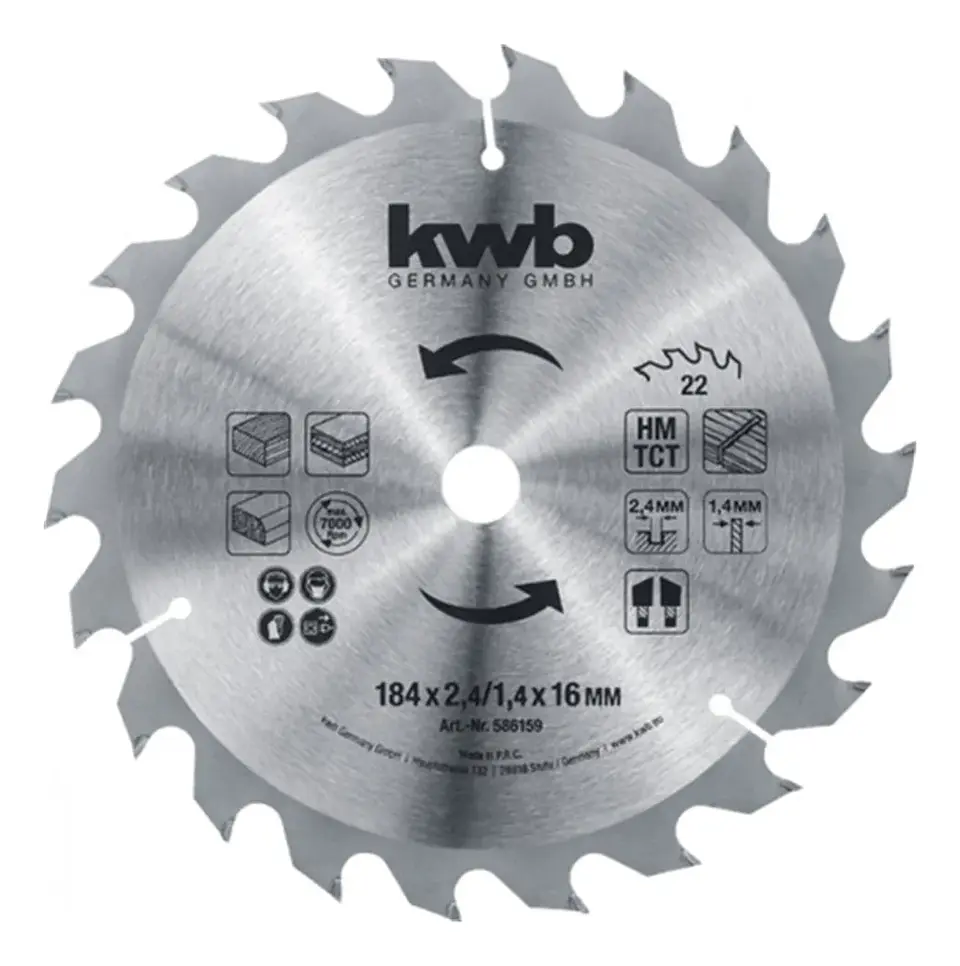 Disco De Sierra Circular 7 1/4 Pulgadas 22 Dientes KWB 1