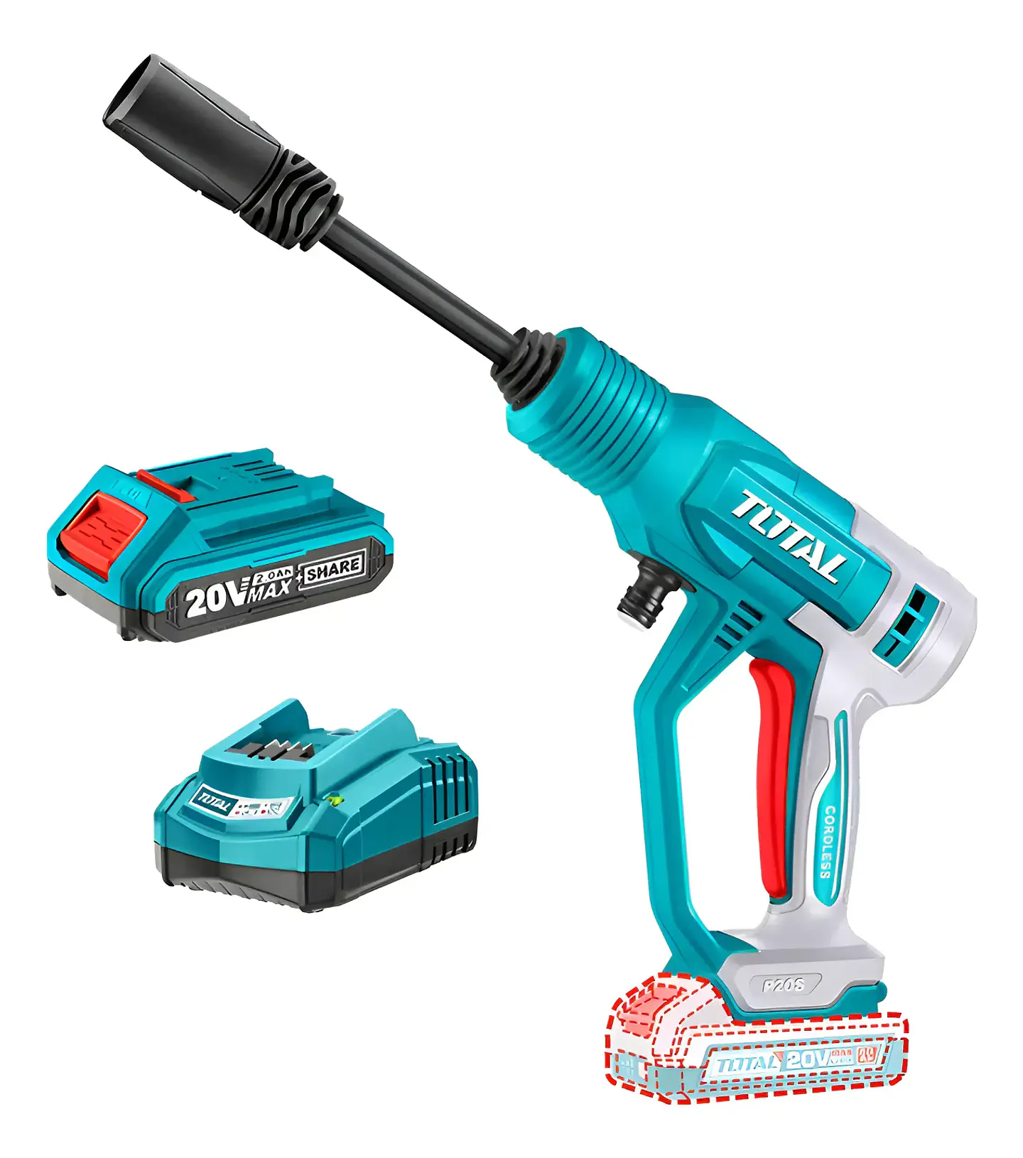 Hidrolavadora 20v 24,8bar Batería + Cargador Total  1