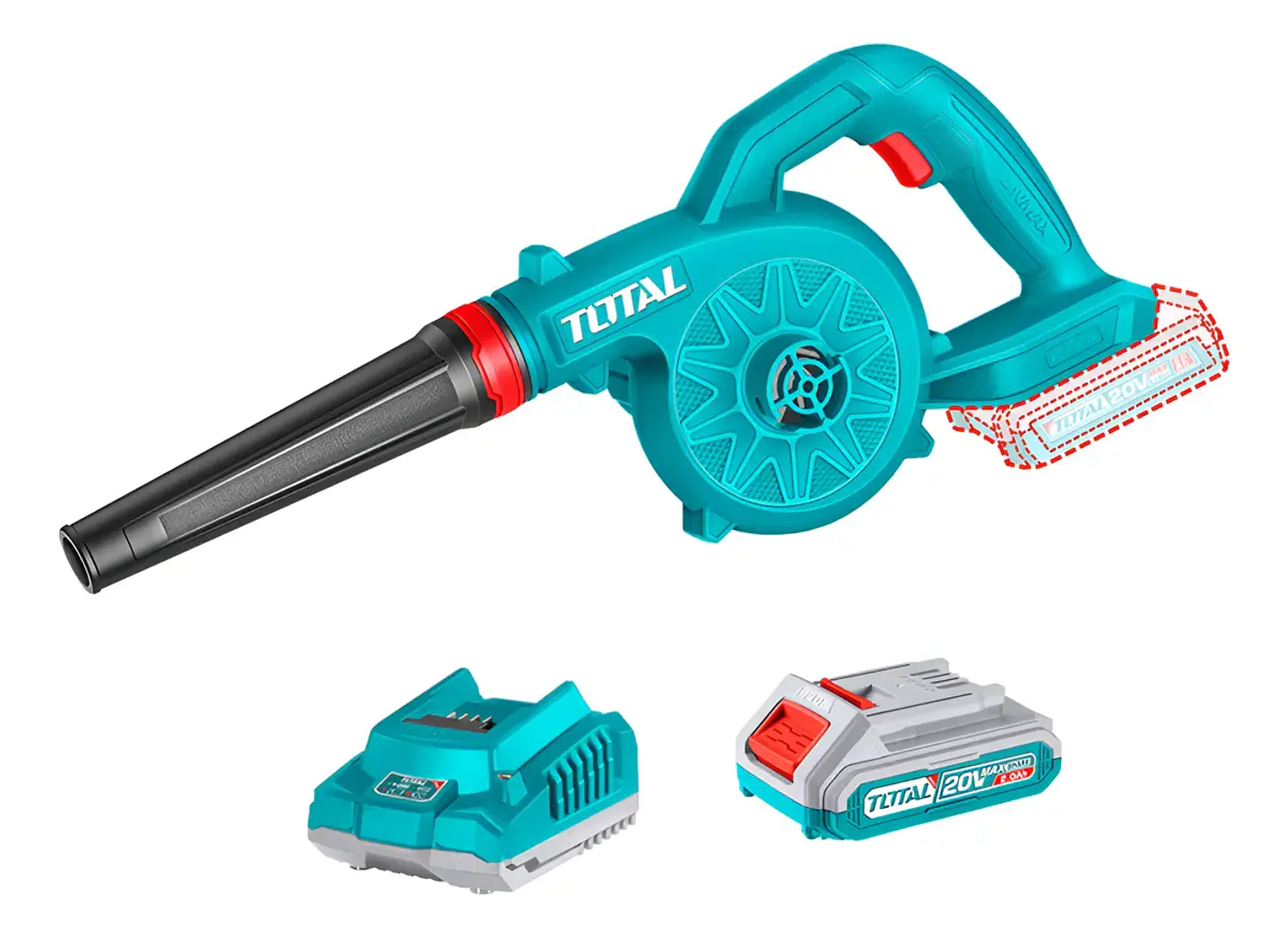 Soplador Inalámbrico 20v Batería + Cargador Total  1