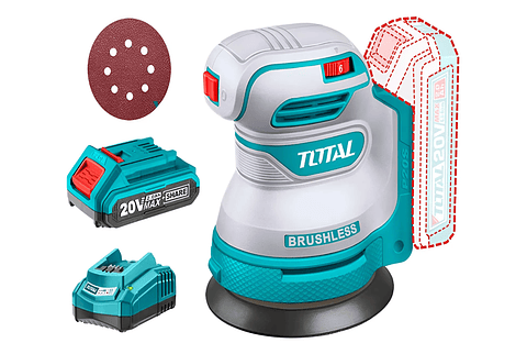 Lijadora Orbital 20v 125mm + Batería + Cargador Total 