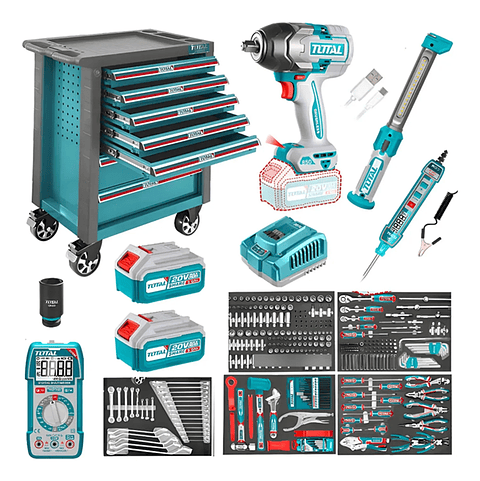 Caja De Herramientas 369 Piezas + Llave Impacto 850nm Total 