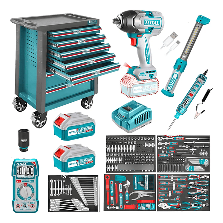 Caja De Herramientas 369 Piezas + Llave Impacto 850nm Total  1