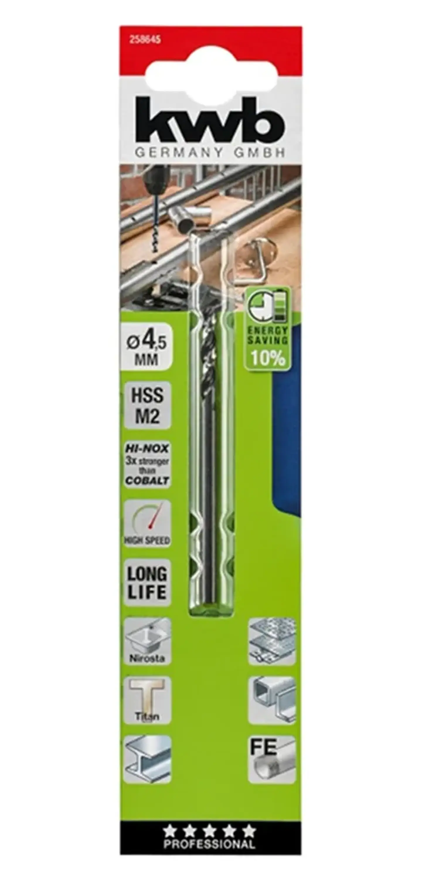 Broca Para Metal Hss 4.5mm Kwb 258645 1