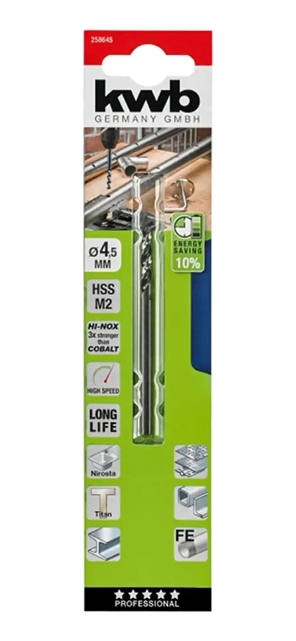 Broca Para Metal Hss 4.5mm Kwb 258645 1