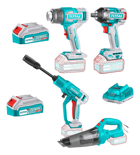 Llave Impacto + Pistola Calor + Hidrolavadora + Aspiradora Total