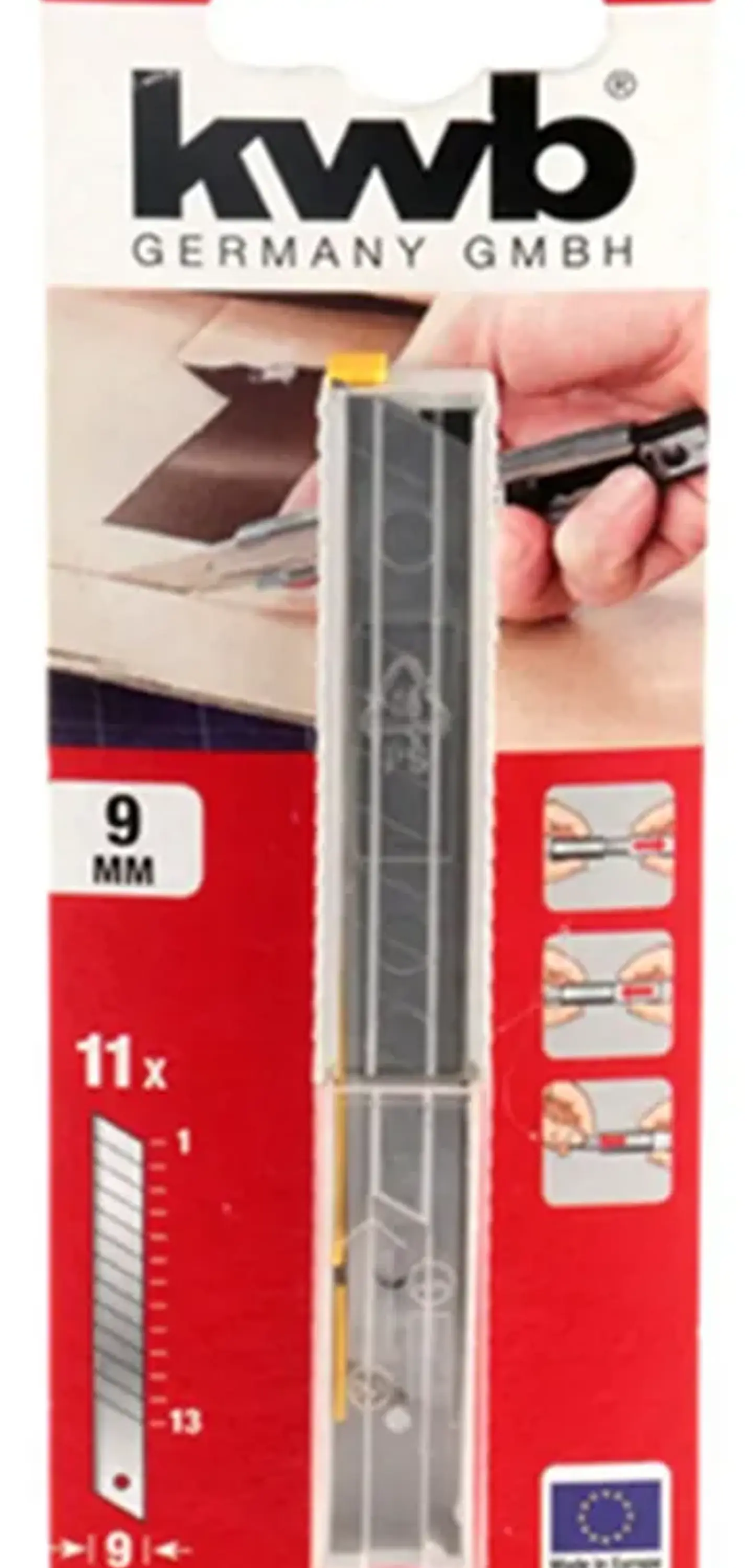 11x Repuesto Hoja Cuchillo Cartonero Corta Cartón 9mm Kwb 1