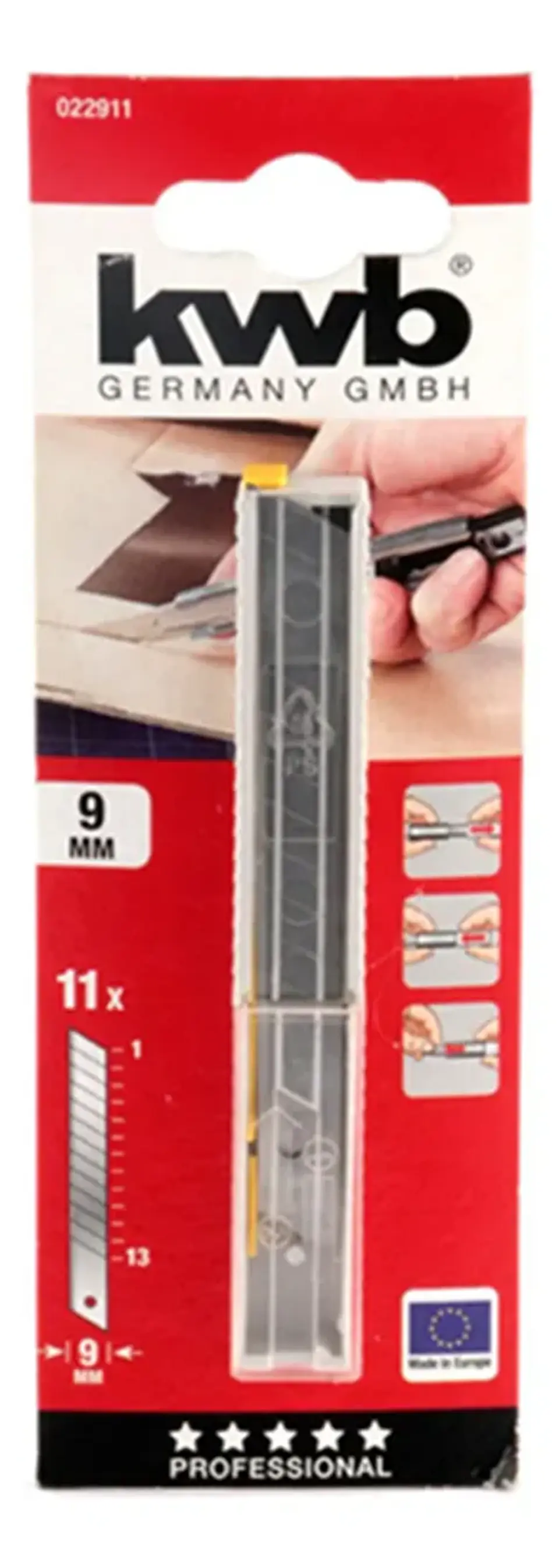 11x Repuesto Hoja Cuchillo Cartonero Corta Cartón 9mm Kwb 1