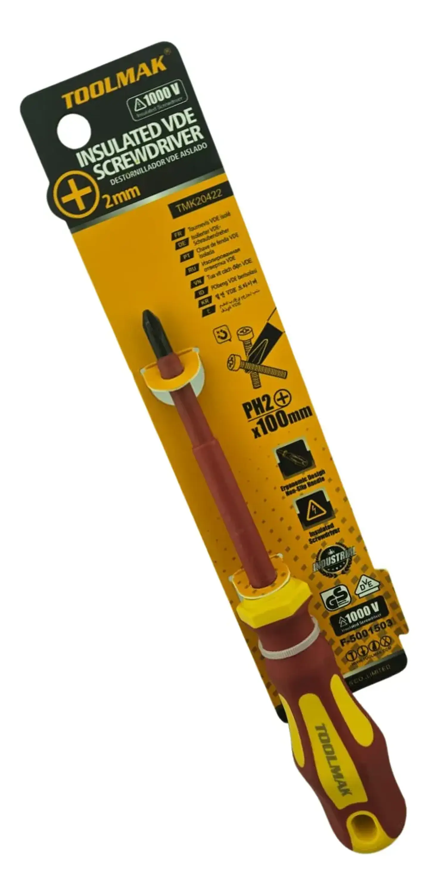 Destornillador Cruz Aislado Ph2 100mm Toolmak Tmk20422 1