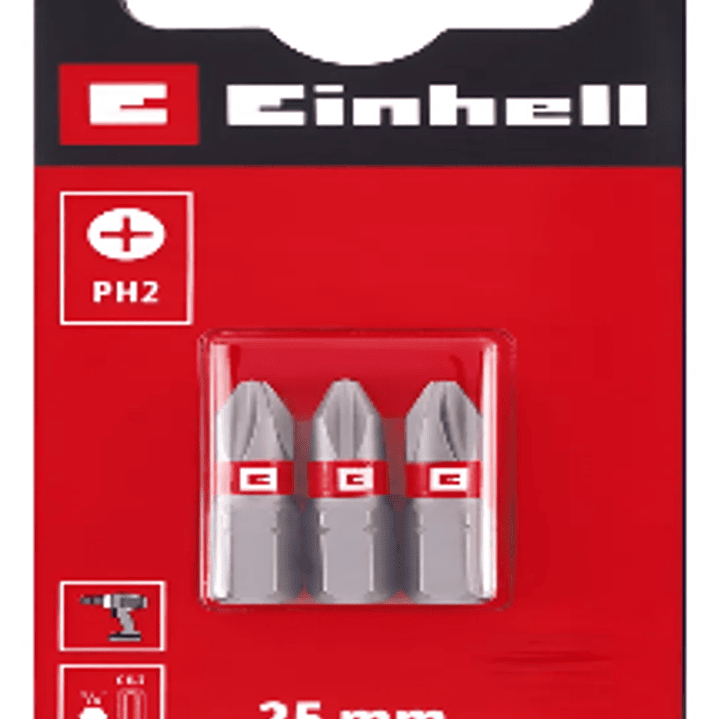 Juego Puntas Phillips Hexagonal Ph2 3pcs Einhell  1