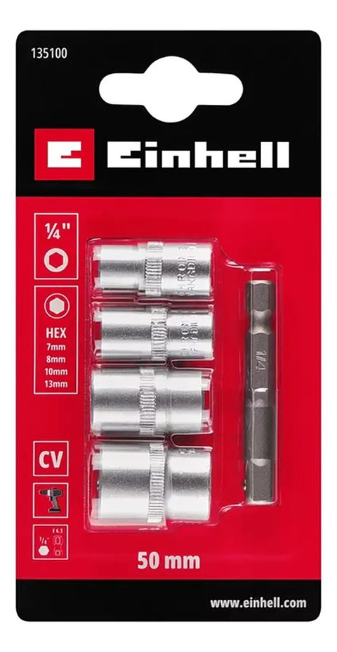 Set Juego Dados Con Adaptador 5 Pcs Einhell 