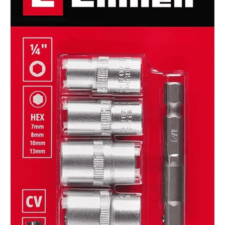 Set Juego Dados Con Adaptador 5 Pcs Einhell  1