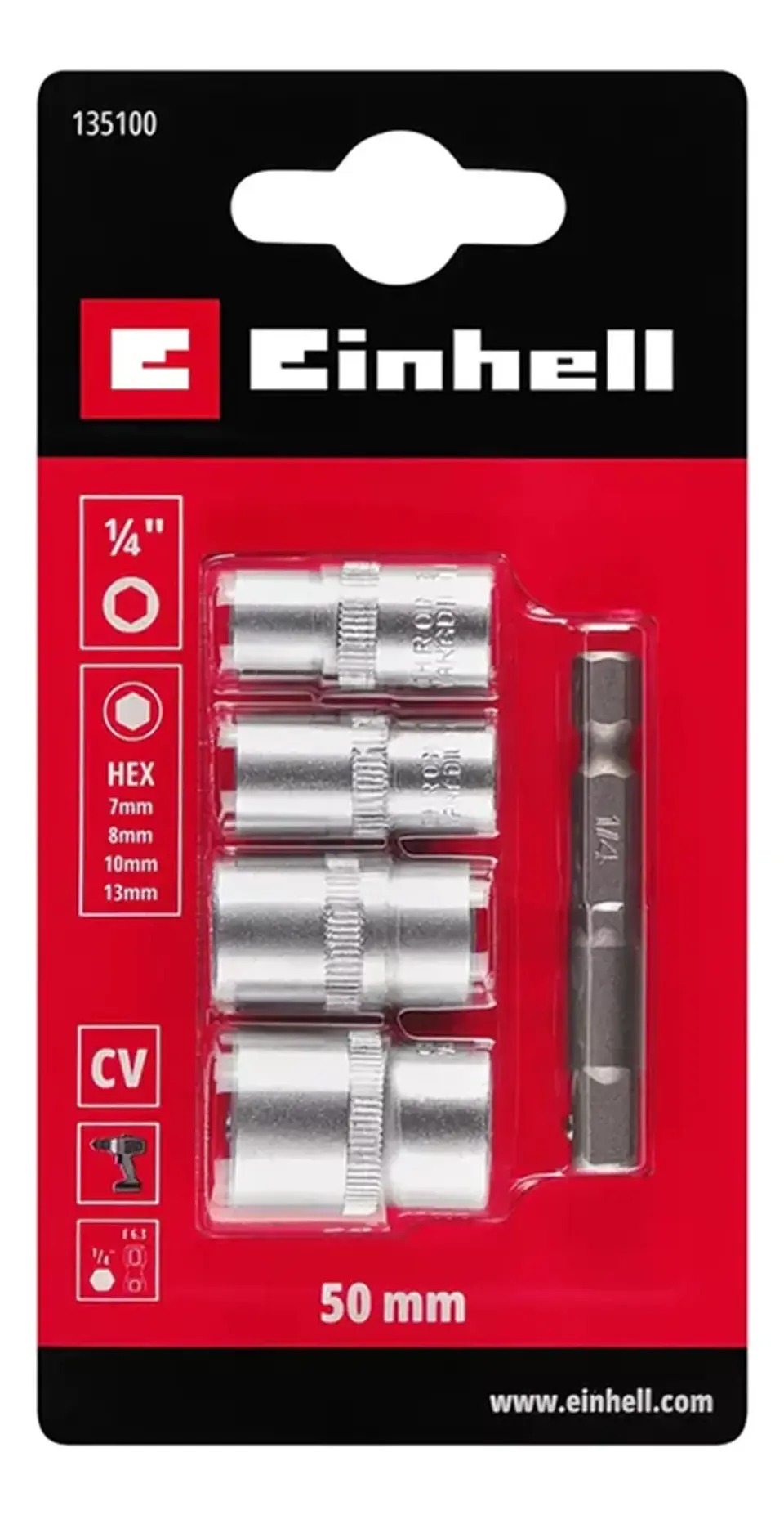 Set Juego Dados Con Adaptador 5 Pcs Einhell  1