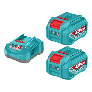 Set de 2 Baterías Litio Ion 2.0ah 42V + Cargador Rápido 2Ah - Línea P42m - Tfbcpm20221